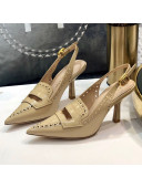 Dior Boy-D Perforated Calfskin CD Slingback Pumps 80mm Heel Nude 2020