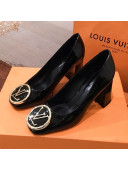 Louis Vuitton Madeleine Patent Calfskin LV Circle Pump Black 2019