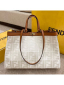 Fendi Peekaboo X-Tote FF Canvas Tote Bag White 2021