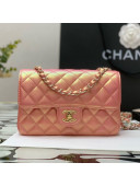 Chanel Iridescent Lambskin Classic Mini Flap Bag  A69900 Orange Pink 2021