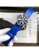 Chanel Calfskin Belt with Pearl Bloom Buckle 30mm Blue 