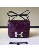 Hermes 18cm/23cm Constance Bag in Crocodile Leather Purple