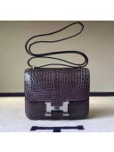 Hermes 18cm/23cm Constance Bag in Crocodile Leather Gray