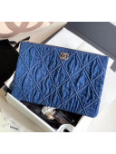 Chanel Maxi-Quilted Denim Medium Clutch Pouch Bag Blue 2020