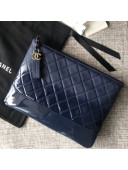 Chanel Goatskin & Patent Goatskin Gabrielle Pouch Bag Navy Blue 2018