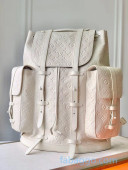 Louis Vuitton Men's Christopher Monogram Embossed Backpack GM M53285 White 2019