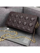 Dior Lady Dior Rectangular Clutch in Cannage Lambskin Dark Brown 2018