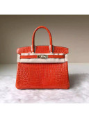 Hermes Birkin 30/35 Imported Crocodile Leather Bag Orange(GHW)