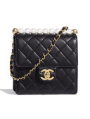 Chanel Lambskin Pearls Flap Bag AS0584 Black 2019