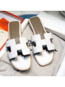 Hermes Oran Classic Calfskin Flat Slide Sandal White 2021 16