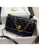 Chanel Quilted Lambskin Large Flap Bag with Metal Button AS2056 Black 2020