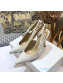 Dior J'Adior Slingback Pump With Metal Charm and 9.5cm Heel White 2021