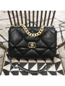 Chanel Maxi-Quilted Goatskin 19 Large Flap Bag AS1161 Black 2019