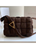 Bottega Veneta Padded Cassette Suede Medium Crossbody Messenger Bag Dark Brown 2020