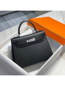 Hermes Kelly 28cm Top Handle Bag in Epsom Leather Black/Silver 2022