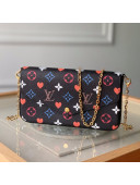 Louis Vuitton Pochette Félicie Chain Clutch Mini Bag in Rainbow Monogram Flower Black Canvas M80232 2020