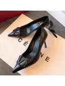 Valentino VLogo Calfskin Pointed Toe Mid-Heel Pump Black 2019