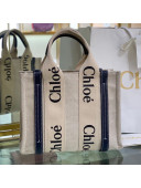 Chloe Small Woody Canvas Tote Bag Navy Blue 2021