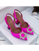 Amina Muaddi Silk Crystal Circle Slingback Pumps 9.5cm Pink 2021 04