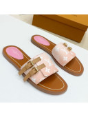 Louis Vuitton Lock It Gradient Monogram Canvas Flat Slide Sandals Pink 2021