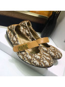 Dior Baby-D Quake Flat Ballerinas in Khaki Oblique Jacquard Canvas 2019