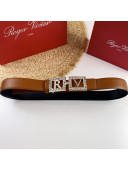 Roger Vivier Broche Vivier Calfskin Belt with RV Buckle Brown 2021