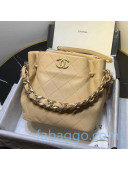 Chanel Lambskin CC Drawstring Bucket Bag AS1518 Beige 2020