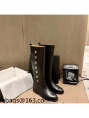 Chanel Calfskin CC Button High Boots Black 2021