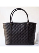 Gucci Signature Leather Shopping Tote Bag 449647 Black 2018