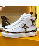 Louis Vuitton Stellar Leopard Print Monogram Flower High-top Sneakers White 1A5NP8 2019 (For Women and Men)