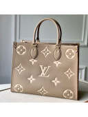 Louis Vuitton OnTheGo MM Tote Bag in Monogram Leather M45494 Gray 2020