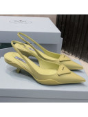 Prada Shiny Leather Slingback Pumps 3cm Yellow 2021