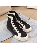 Prada Canvas Logo Side High-top Sneakers Black 2019