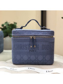 Dior DiorTravel Medium Vanity Case Bag in Embroidered Cannage Canvas Denim Blue 2020