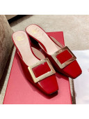 Roger Vivier Belle Vivie Patent Calfskin Mules Red 2021