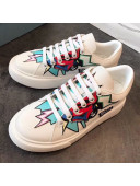 Prada Calfskin Lightning Print Sneakers White/Green 2019