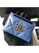 Chanel Quilted Lambskin Card Holder AP1167 Blue 2021