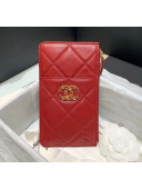 Chanel 19 Phone and Card Holder in Lambskin AP1182 Red 2020