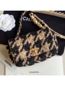 Chanel 19 Houndstooth Tweed Flap Waist Bag/Belt Bag AS1163 Beige/Black 2019