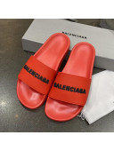 Balenciaga Flat Slide Sandals Red 02 2021 (For Women and Men)