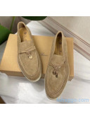 Loro Piana Suede Calfskin Summer Charms Walk Moccasin Loafers Coffee 2020