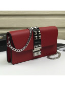 Prada Calfskin Studded Clutch with Chain 1ZH061 Red 2019