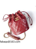 Chanel Calfskin Small Bucket Bag AS2716 Burgundy 2021