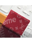 Louis Vuitton x Supreme Canvas Multiple Wallet Red 2018