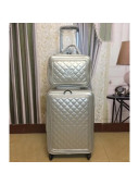 Chanel Quilting Trolley Luggage Bag Silver 2018