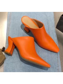 Bottega Veneta Lambskin ALMOND MULES with Curved Heel Orange 2020