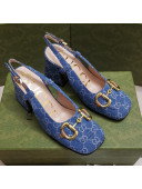 Gucci GG Denim Slingback Pumps 7cm with Horsebit Light Blue 2021