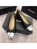 Chanel Black Lambskin Leather Ballerinas With Silver Toe 2019