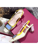 Roger Vivier Patent Calfskin Sling Back Belle Vivier Pumps Off-White/Yellow 2020