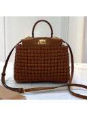 Fendi Peekaboo ICONIC Mini Interlace Bag In Brown Leather 2020 